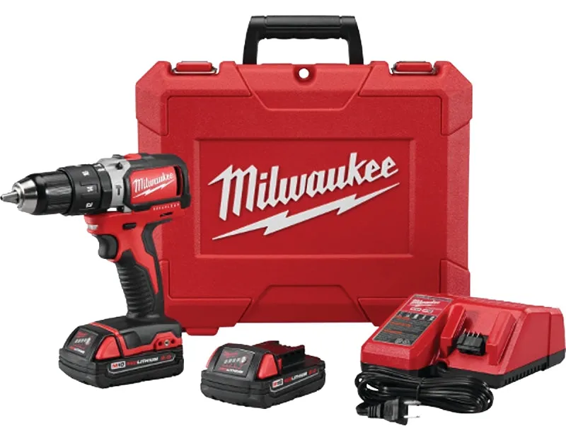 Milwaukee 2902-22 Hammer Drill Kit, Battery Included, 18 V, 4 Ah, 1/2 in Chuck :EA: QUANTITY: 1