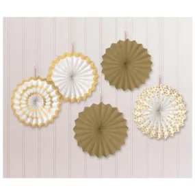 Mini Fan Decoration 5 Per Package - Gold