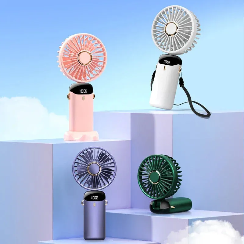 Mini Powerful Handheld Electric Foldable  Fan with 5 Speed Air Cooling Design