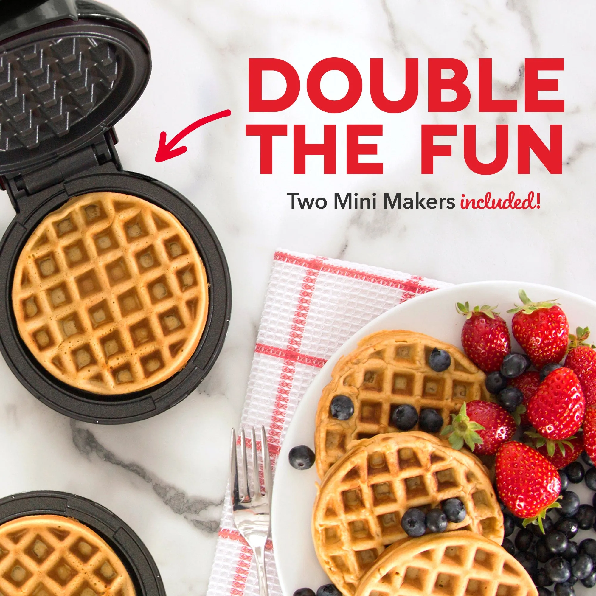 Mini Waffle Maker 2-Packs