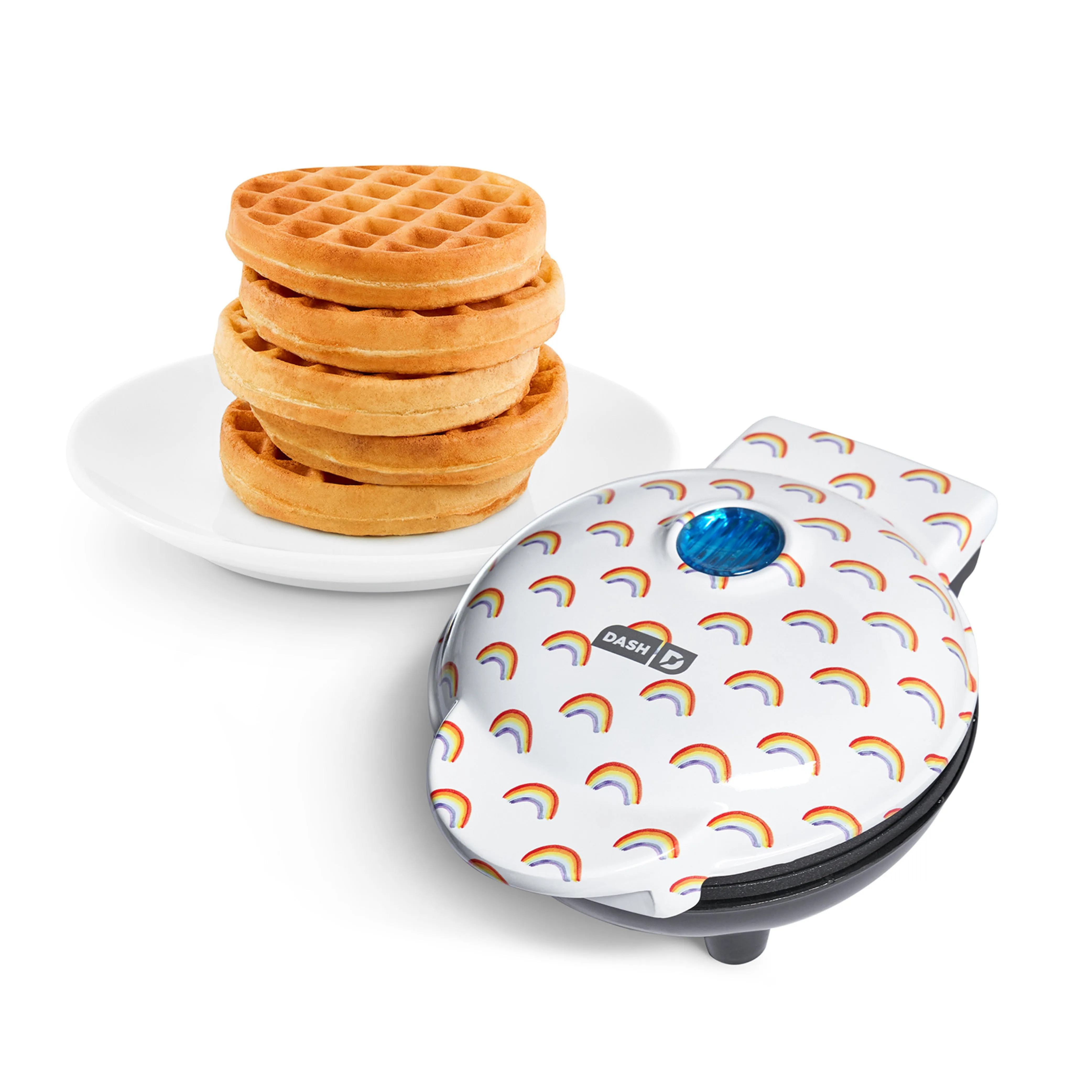 Mini Waffle Maker with Rainbow Print