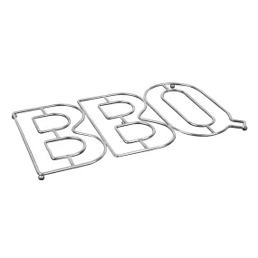 Mr. Bar-B-Q "BBQ" Trivet Metal Silver Finish For Indoor And Outdoor Cooking