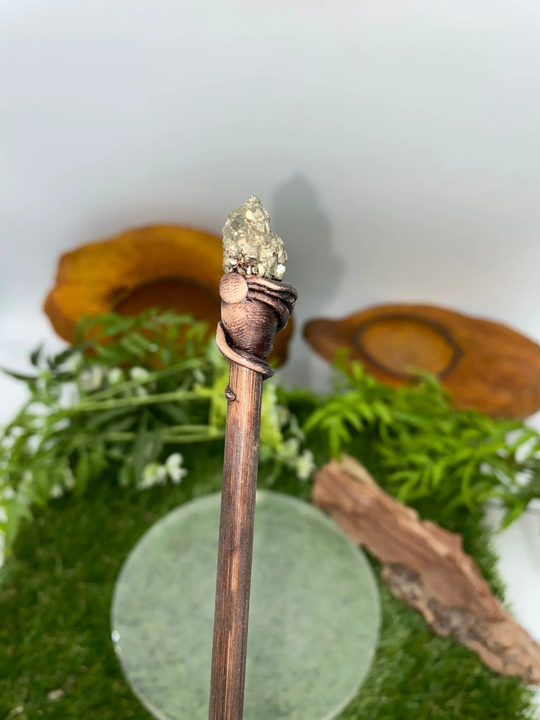 Natural Crystal Pyrite Wand -Fairy wand-Wizard wand-Nature Wand Healing Crystal Zodiac Mineral Stone