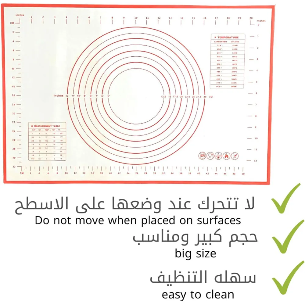 (NET)  Non-Stick Non-Slip Silicone Dough Mat Perfect Dough Straightening Mat with Reusable Scales