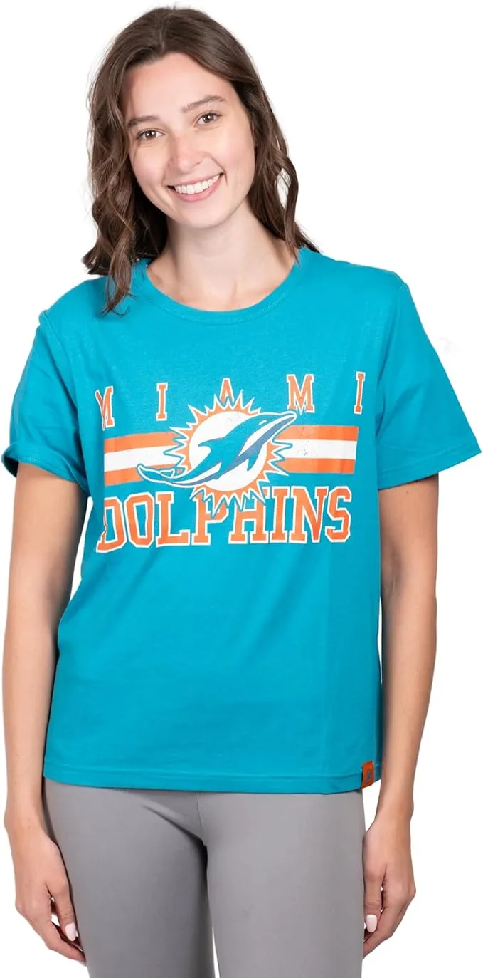 NFL Official Women's Soft Mesh Vintage Gameday Shirt|Miami Dolphins