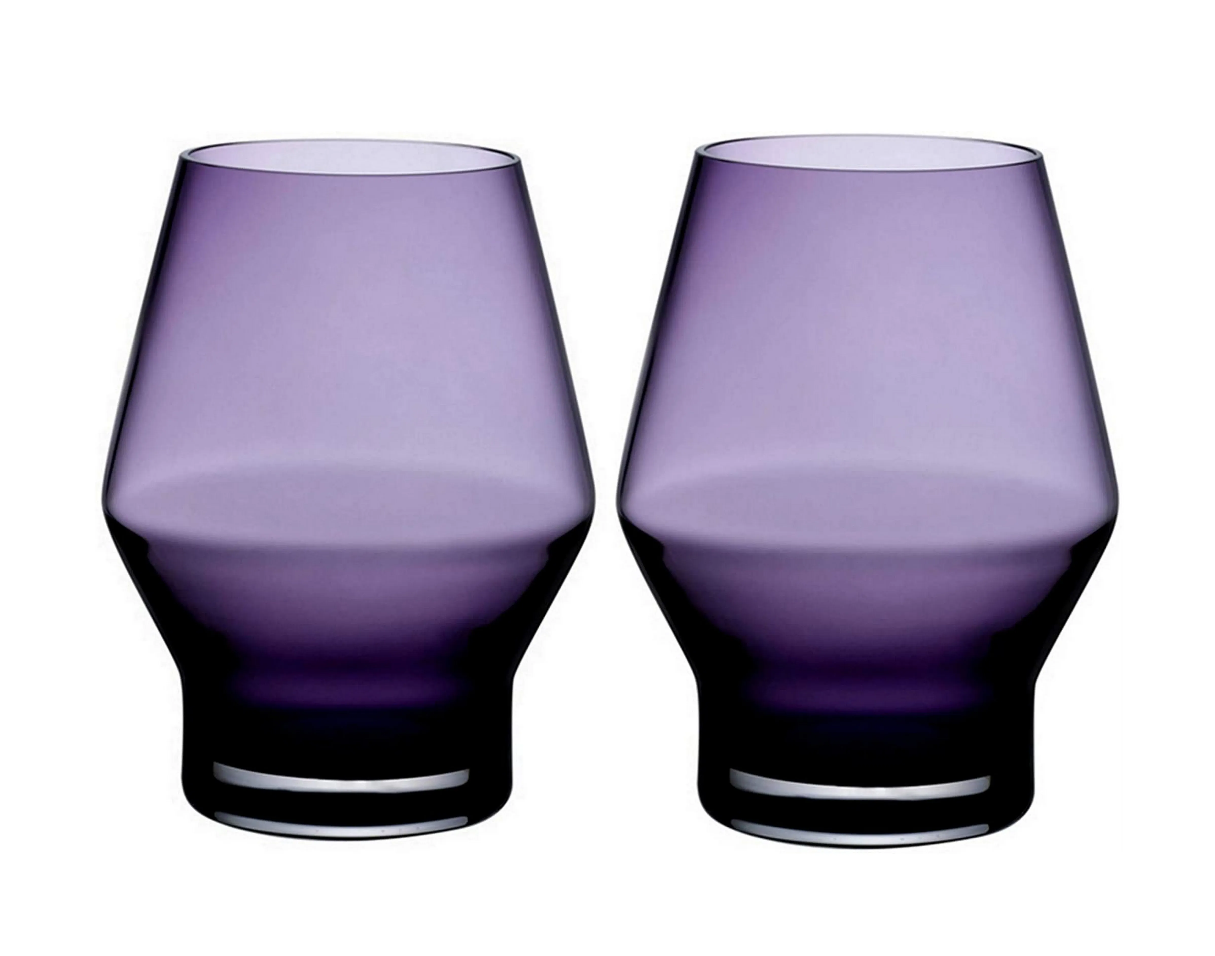 NUDE Glass Beak Glasses Set of 2 Water/Wine Drinking Glasses Lead-Free Crystal Set of 2 (Purple)