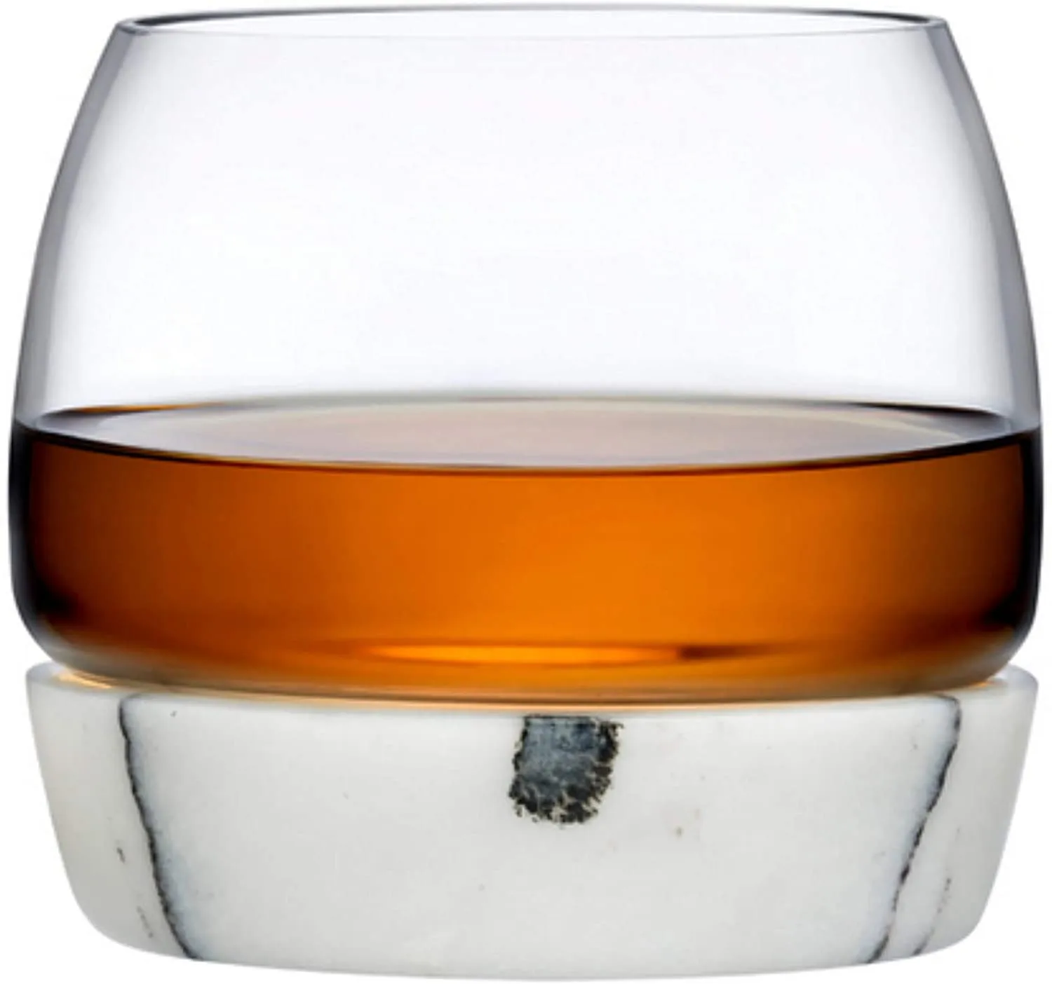 NUDE Glass Chill Whiskey Tumbler with Marble Base Lead-Free Crystal