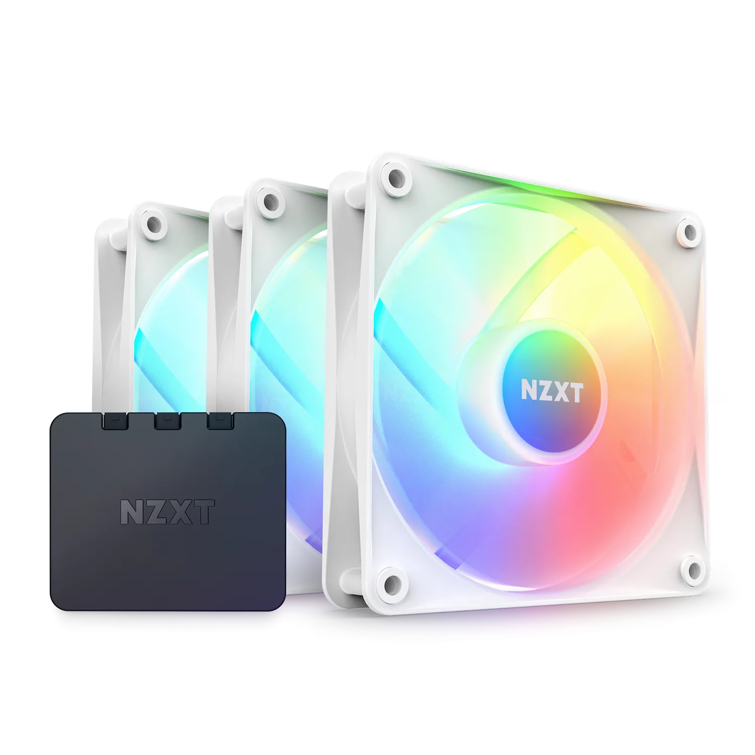 NZXT F120RGB CORE - 120MM HUB- MOUNTED RGB FAN - TRIPLE PACK (WHITE) W/RGB CONTROLLER RF-C12TF-W1