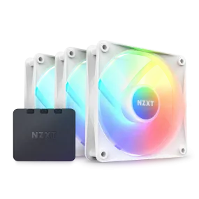 NZXT F120RGB CORE - 120MM HUB- MOUNTED RGB FAN - TRIPLE PACK (WHITE) W/RGB CONTROLLER RF-C12TF-W1