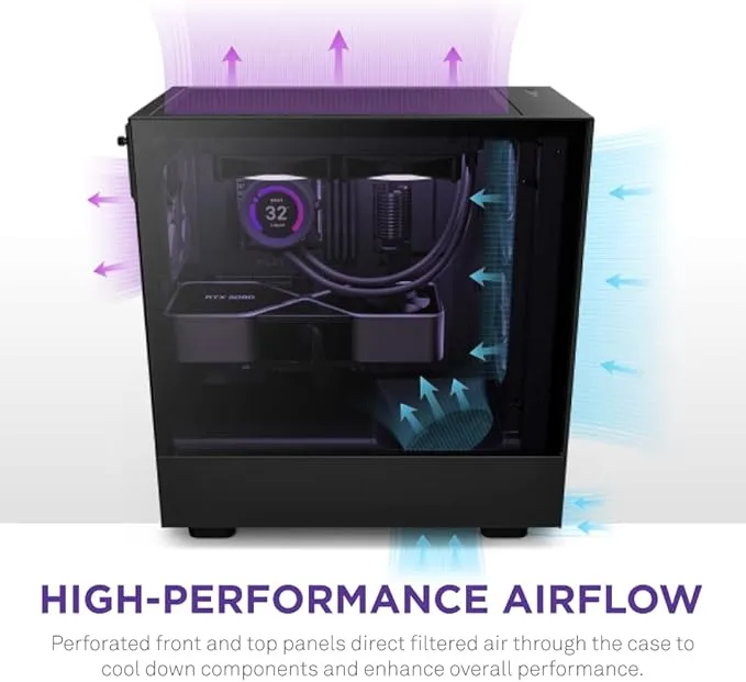 NZXT Gaming Case H5 Flow Compact ATX Mid-Tower PC