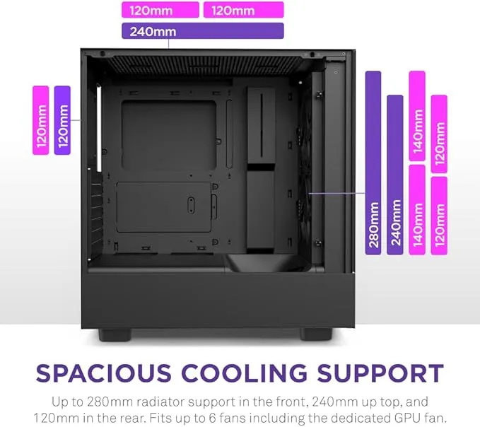 NZXT Gaming Case H5 Flow Compact ATX Mid-Tower PC