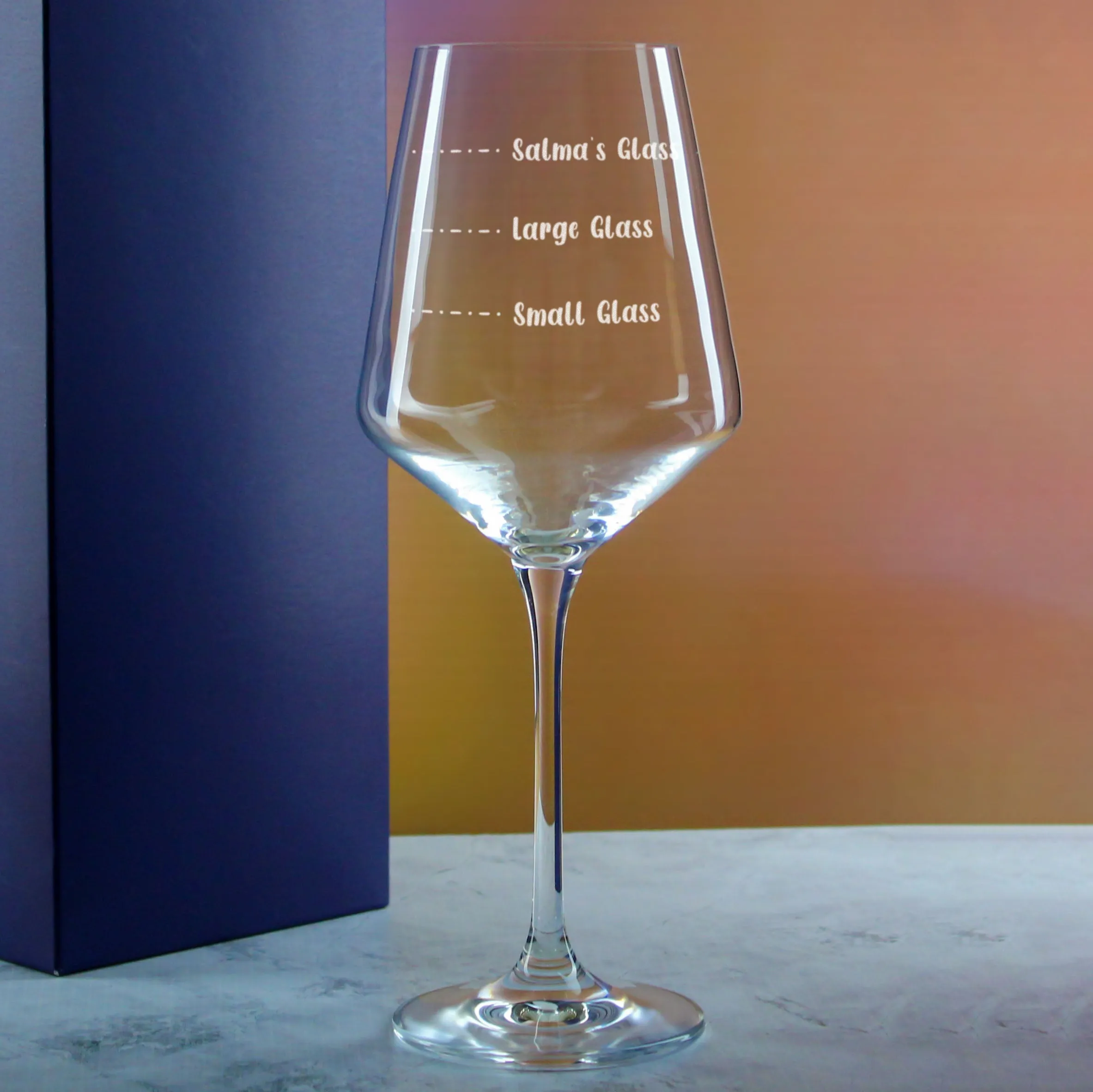 Personalised Engraved Infinity Wine Glass with Name's Glass Handwritten Measurements Design, Customise with Any Name