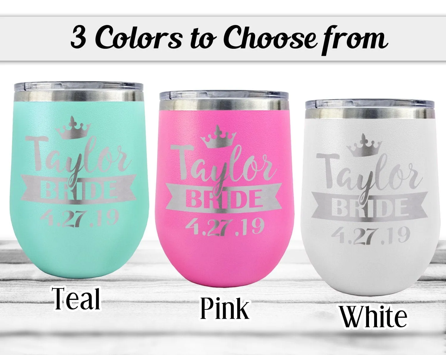 Personalized Unique Engraved Wedding Party Gift for Bridesmaids Bachelorette Wine Glass Tumblers Maid of Honor Gift Favors Bridal Shower