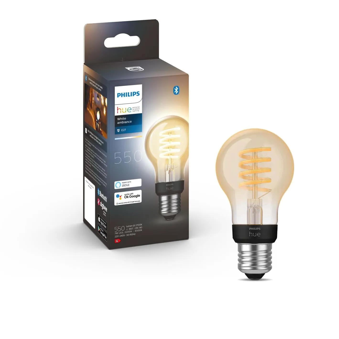 Philips Hue White Ambience Filament A60 E27 Bluetooth Bulb (2021)