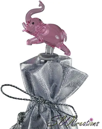 Pink Elephant Glass Wine Stopper