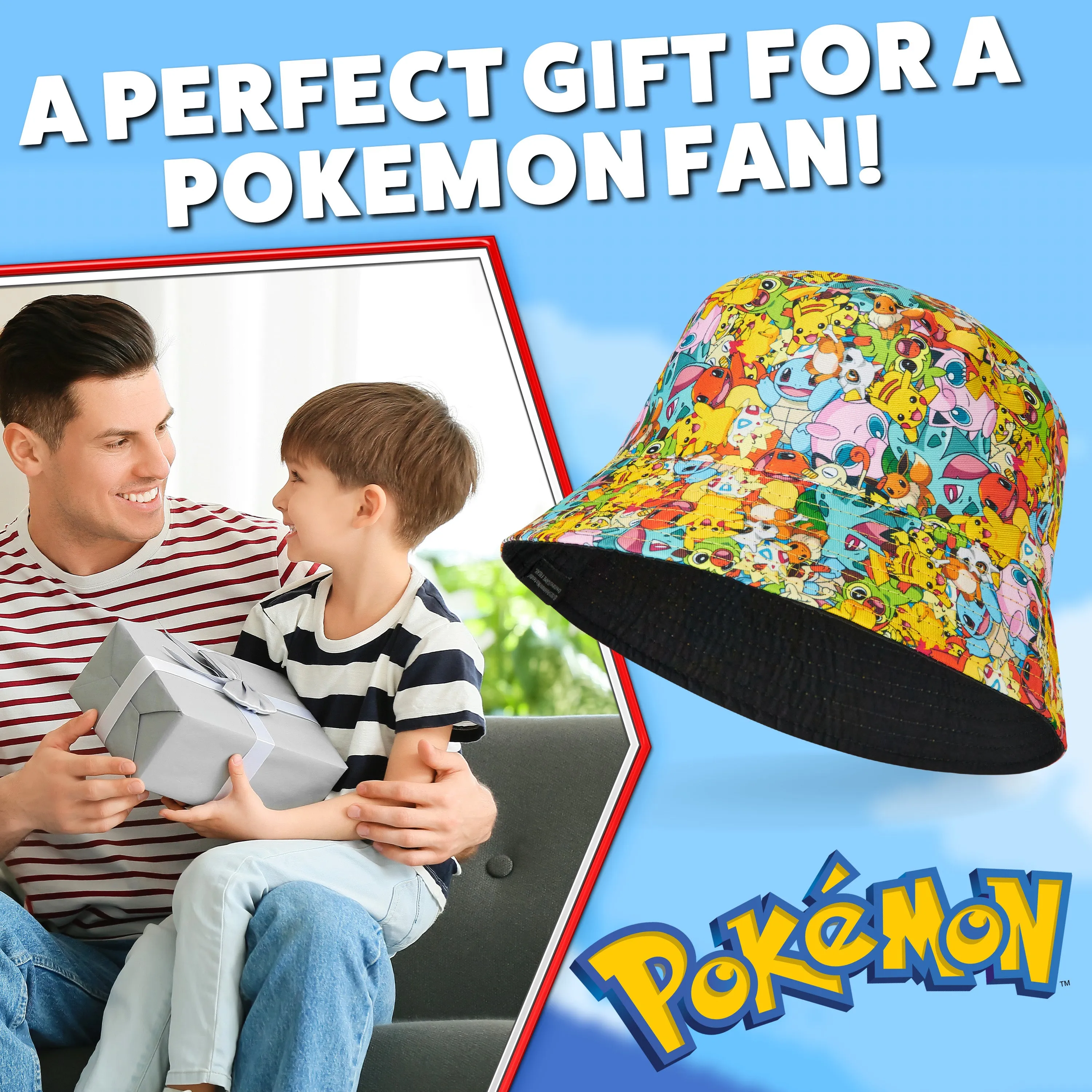 Pokemon Bucket Hat for Kids, All Over Print Bucket Hat