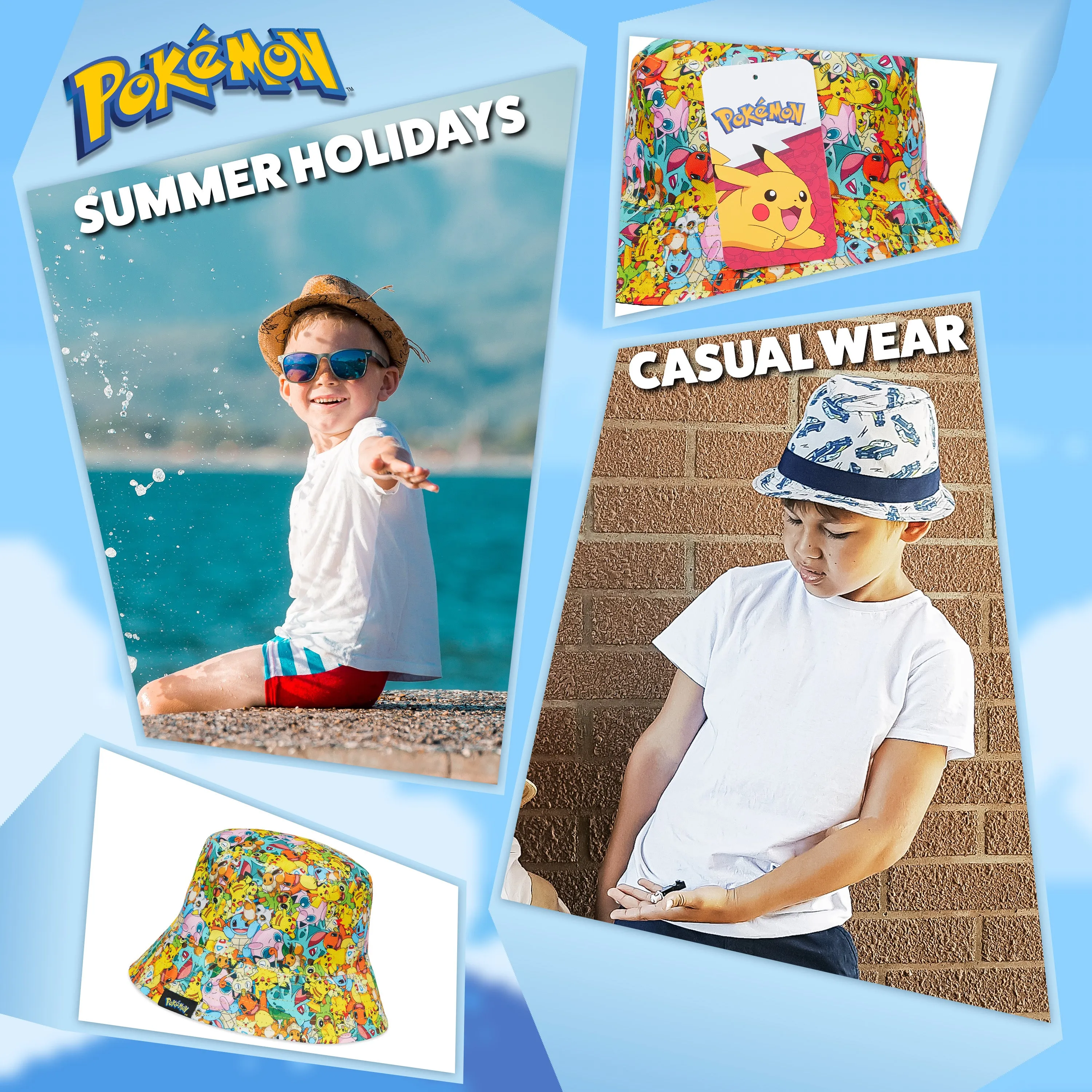 Pokemon Bucket Hat for Kids, All Over Print Bucket Hat