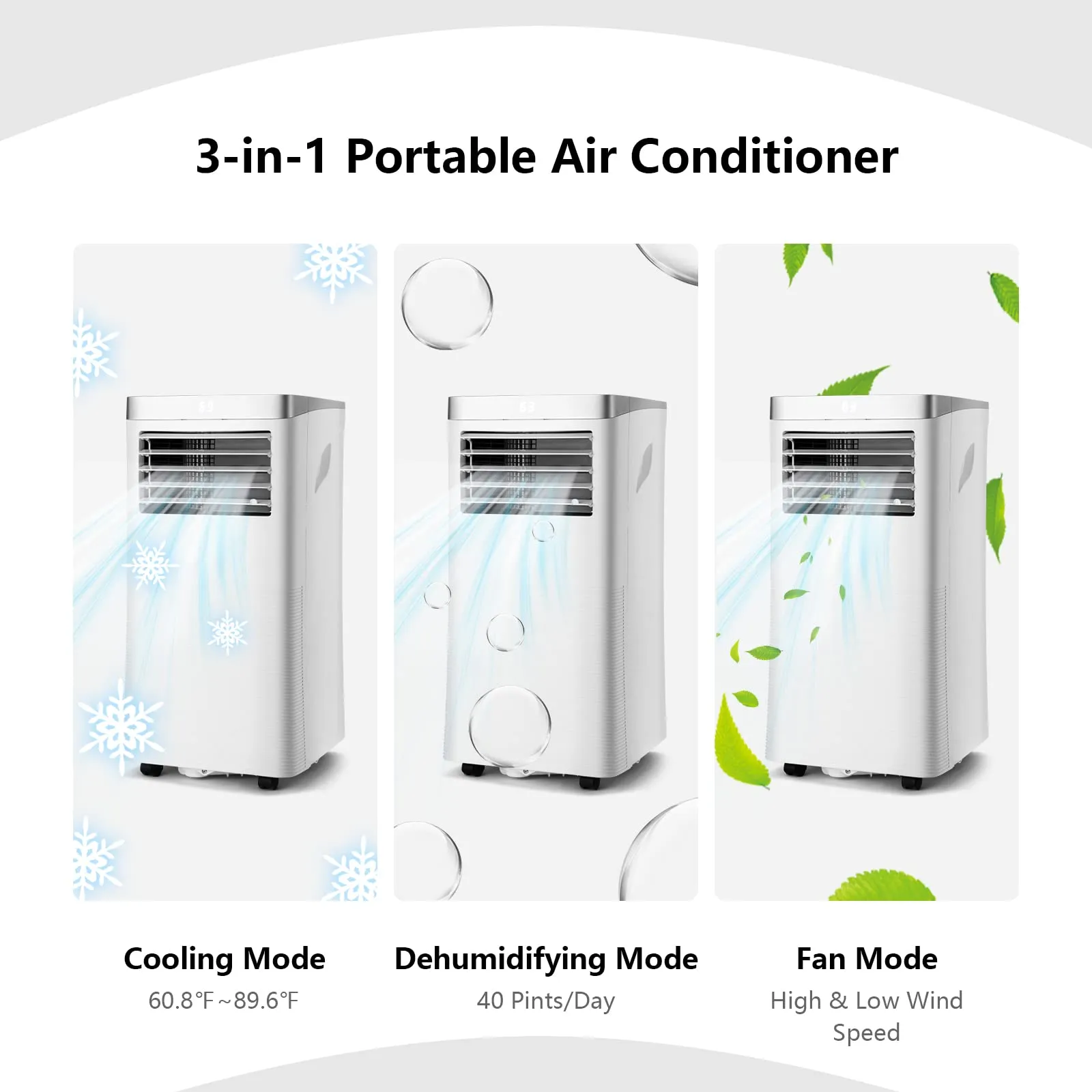 Portable Air Conditioner, 8000 BTU AC Cooling Unit with Remote Control