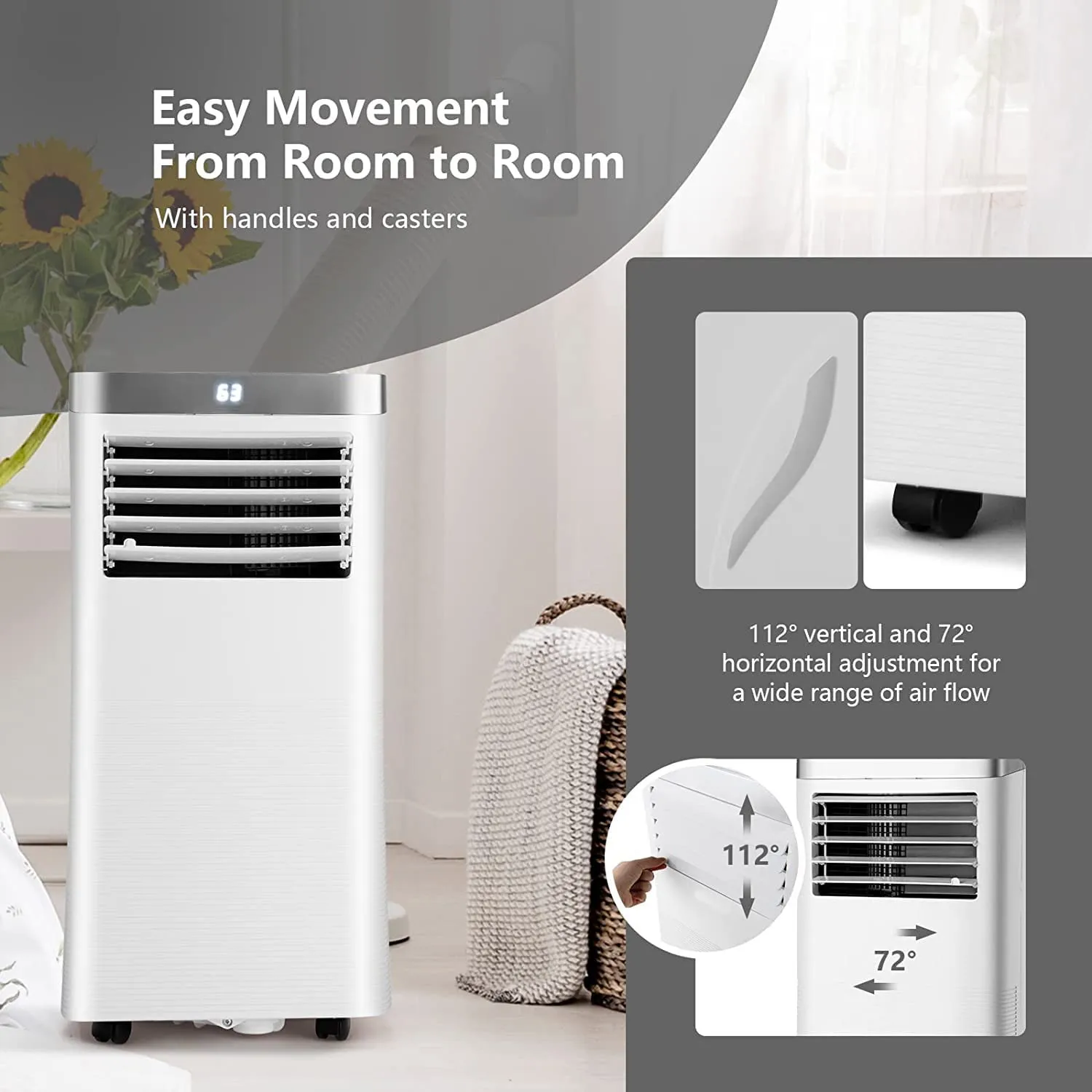 Portable Air Conditioner, 8000 BTU AC Cooling Unit with Remote Control