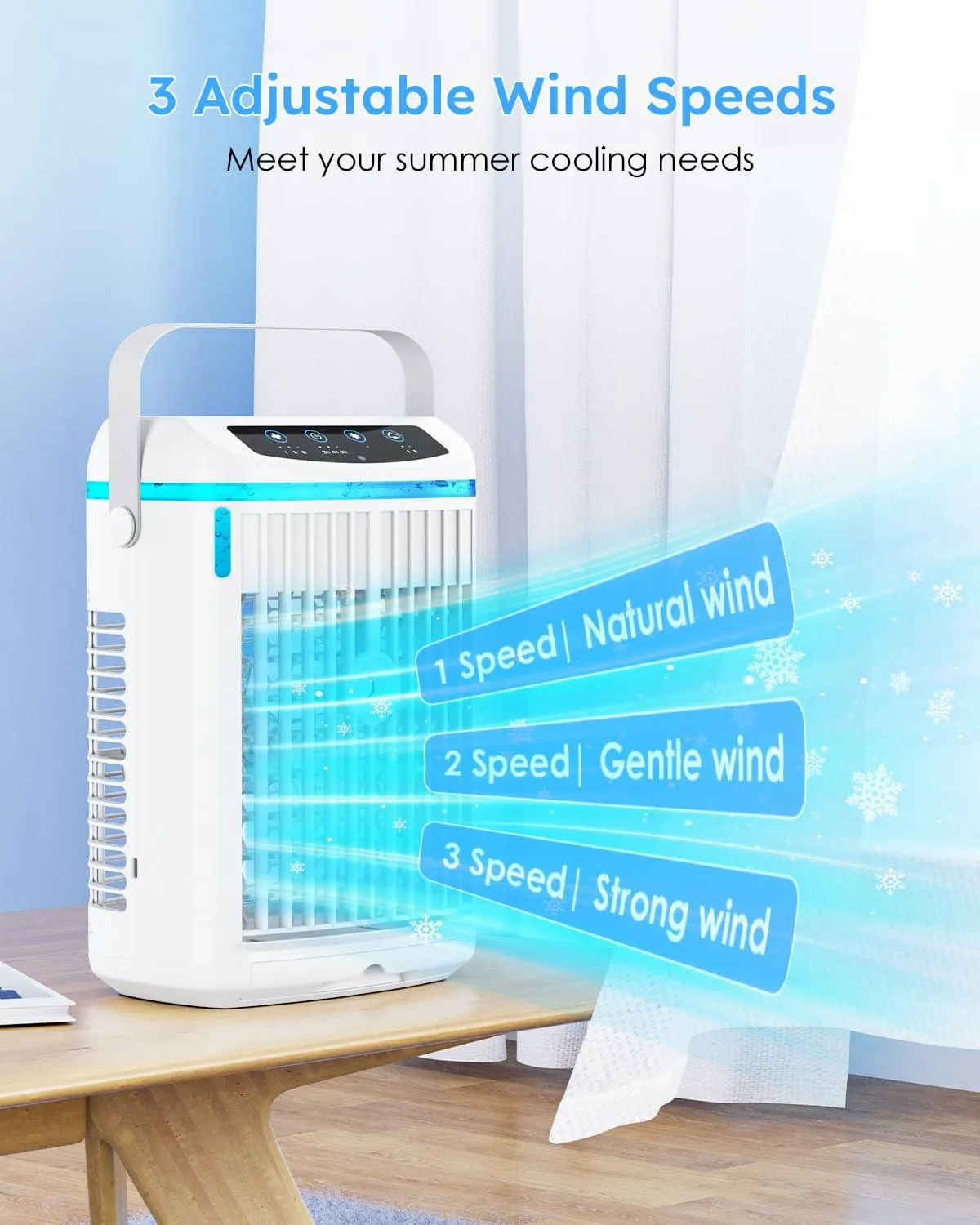 Portable Air Conditioner, Mini Air Conditioner Cooler Fan with 3 Fan Speeds