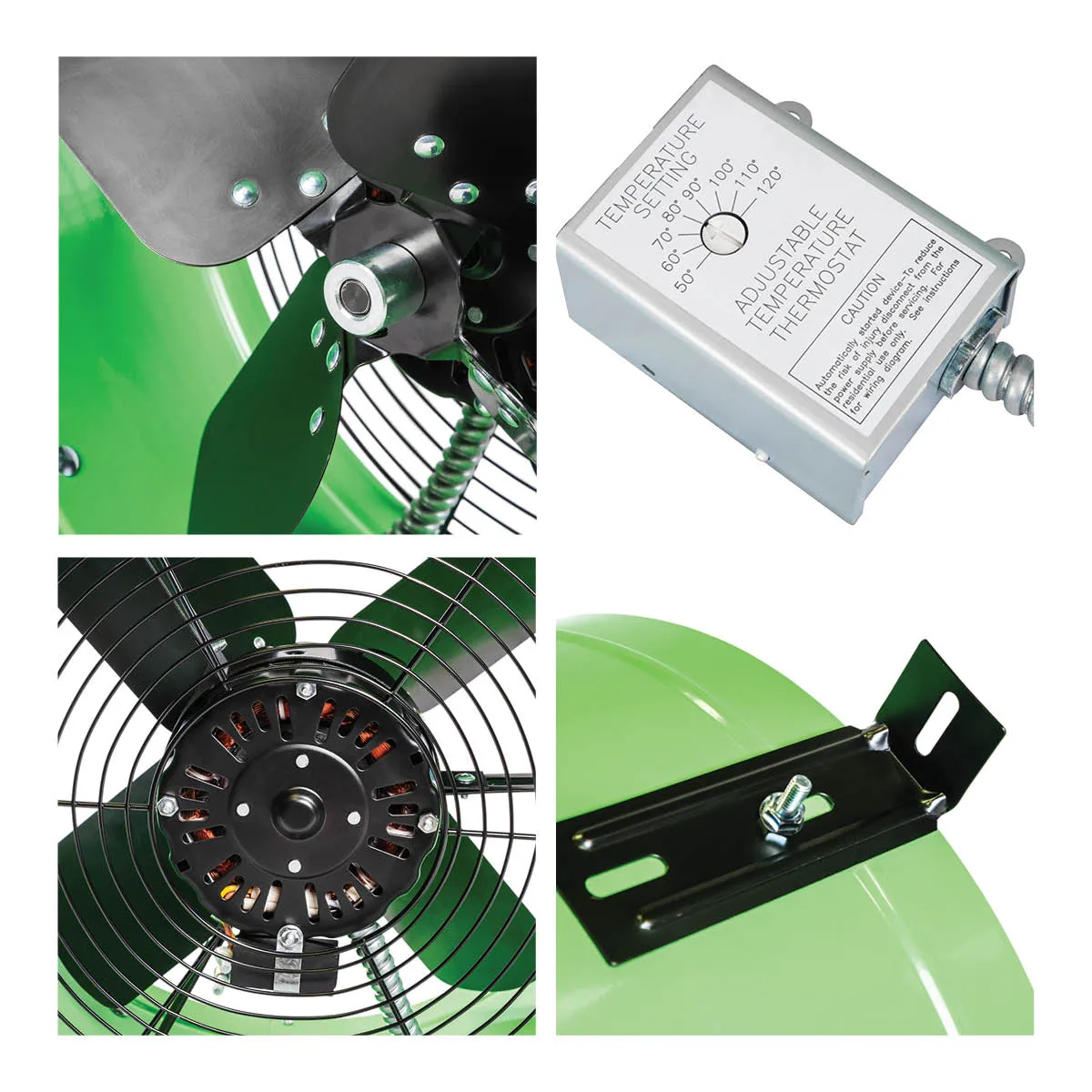 Premium 1,650 CFM Gable Mount Power Attic Ventilator in Green