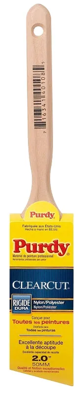 Purdy Clearcut Glide 144152120 Angular Trim Brush, 2 in W, 2-11/16 in L Bristle, Nylon/Polyester Bristle :EA: QUANTITY: 1