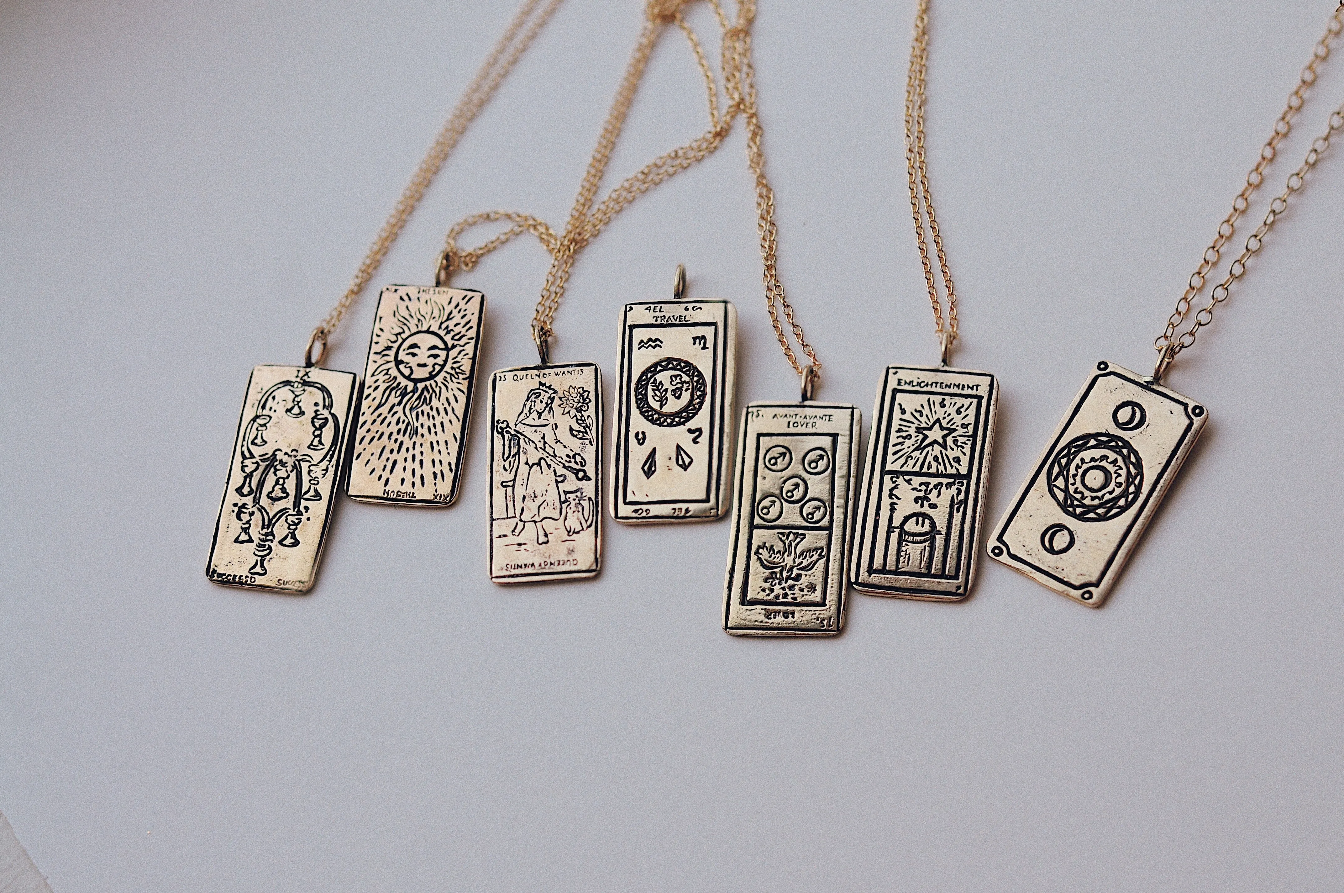 Queen of Wands Tarot Card Necklace - Ready-to-Ship