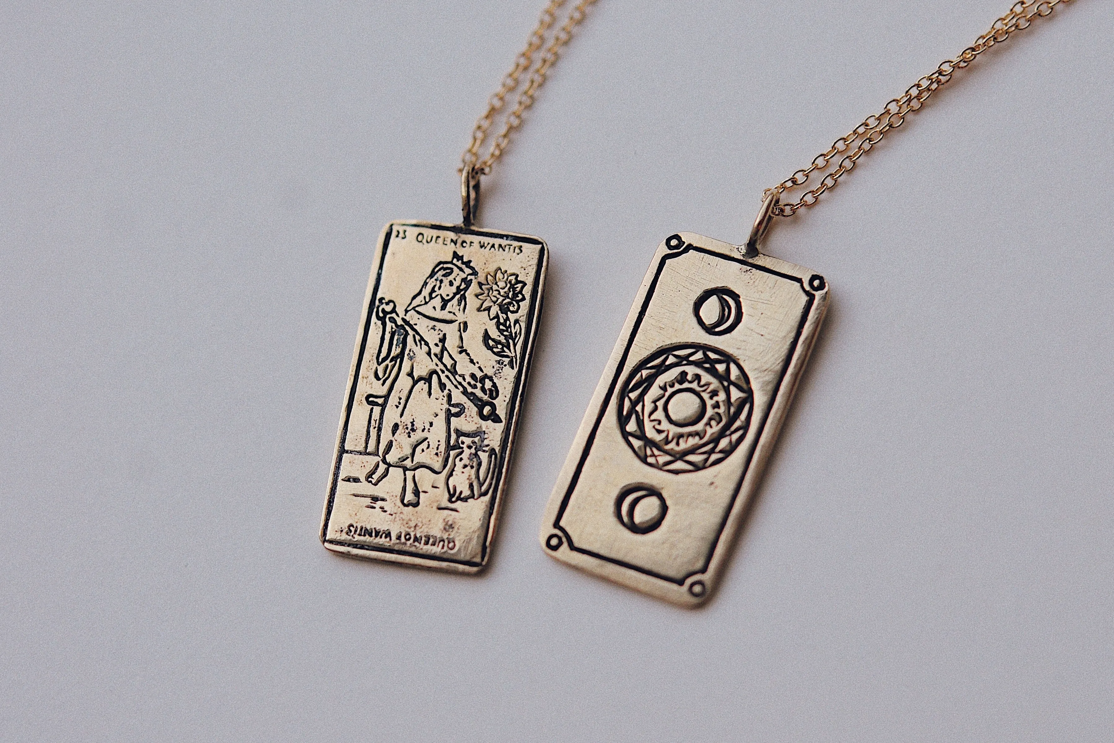 Queen of Wands Tarot Card Necklace - Ready-to-Ship