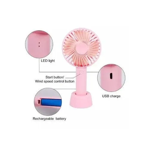 Rechargeable Mini Usb Hand Fan   Base   Battery- Green