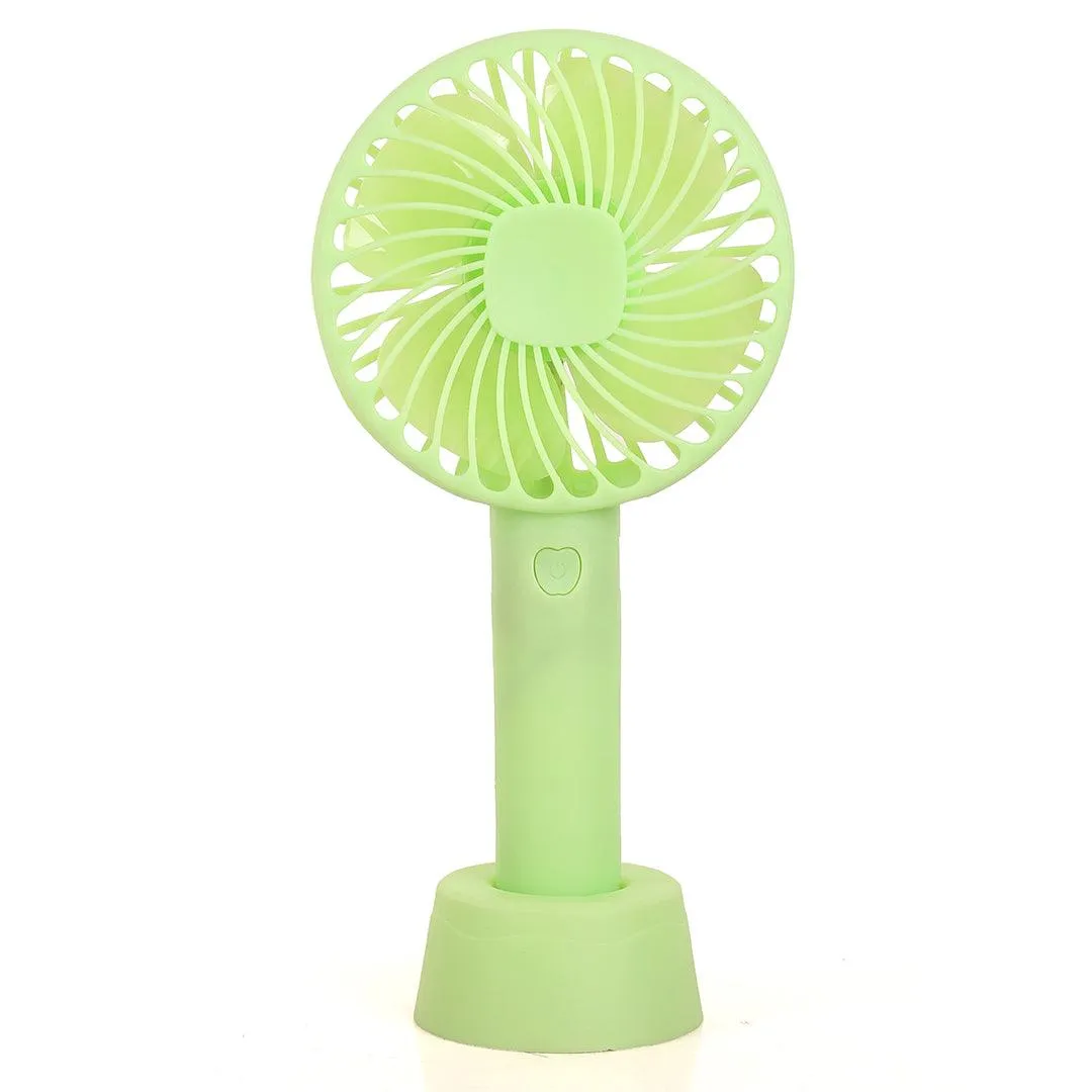 Rechargeable Mini Usb Hand Fan   Base   Battery- Green