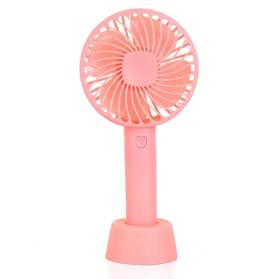 Rechargeable Mini Usb Hand Fan   Base   Battery- Pink