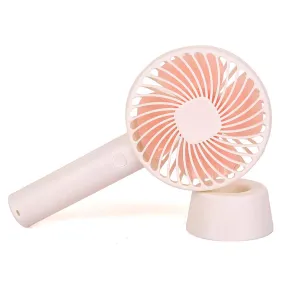 Rechargeable Mini Usb Hand Fan   Base   Battery- White