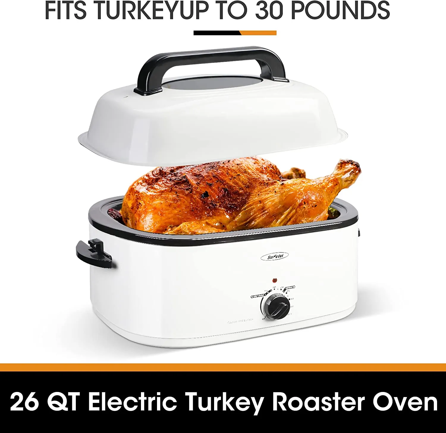 Roaster Oven, Electric Roaster Oven with Viewing Lid, Sunvivi Turkey Roaster with Unique Defrost/Warm Function, Large Roaster with with Removable Pan & Rack , Stainless Steel