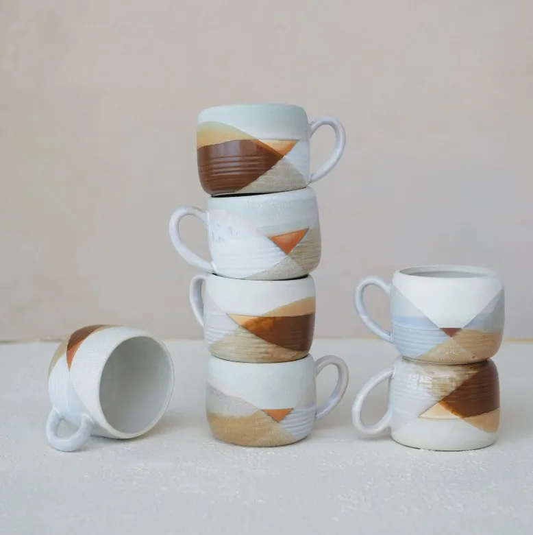 ROUND  REACTIVE GLAZE MUG WITH DESIGN