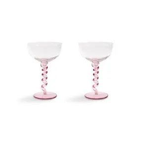 Set of 2 Pink Twisted Coupe Glasses