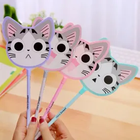 Set of 6 Creative Cat Fan-Shaped Plastic Pens for Students' Stationery Prizes