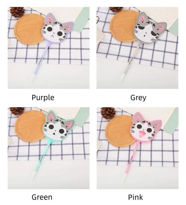 Set of 6 Creative Cat Fan-Shaped Plastic Pens for Students' Stationery Prizes