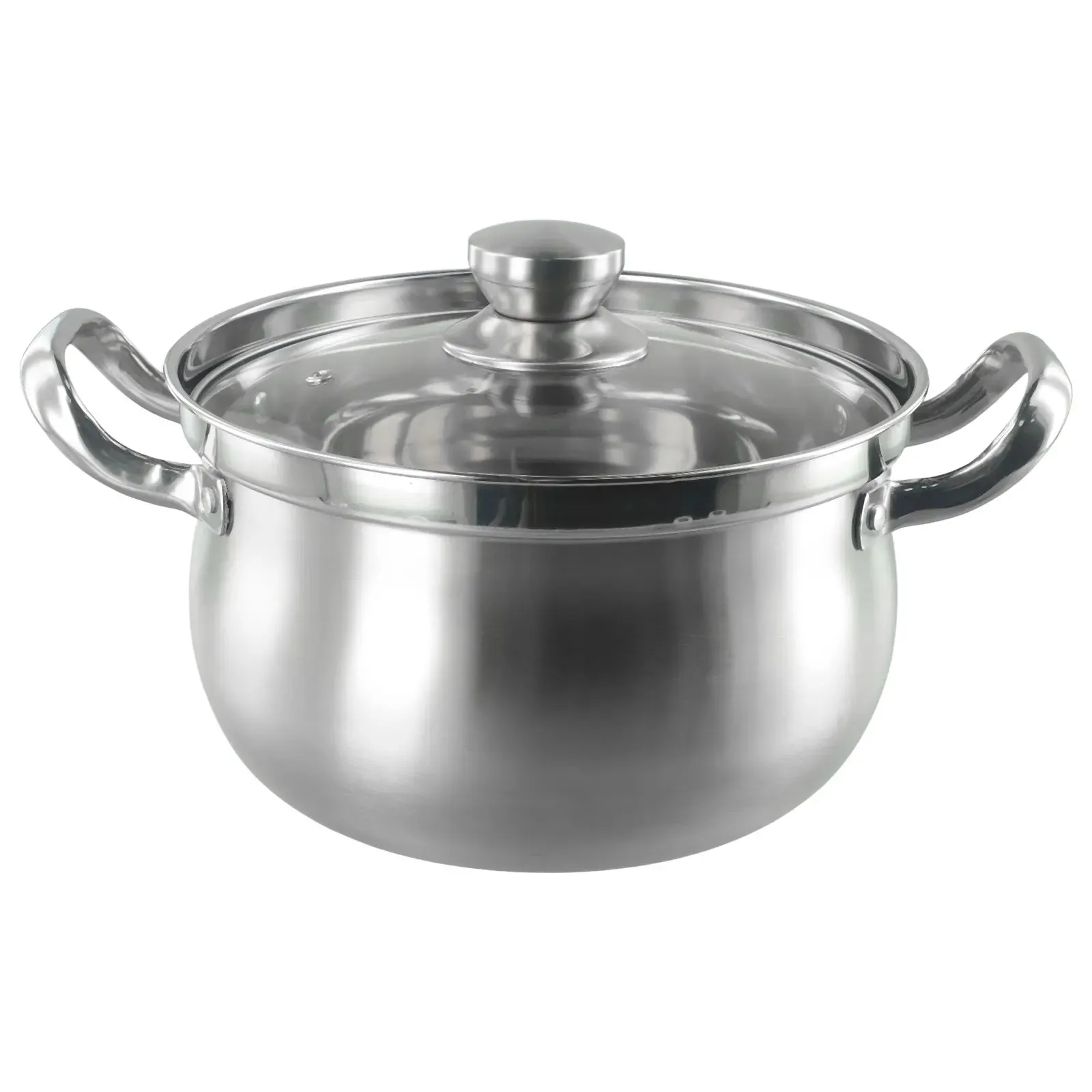 Soup pot with induction base and stainless glass lid