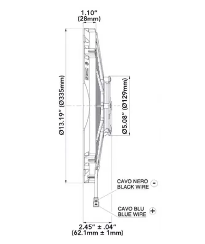 SPAL 12.00" Inch Electric Fan Pusher Style Medium Profile 1227 CFM 10 Straight Style Blades - 30101505