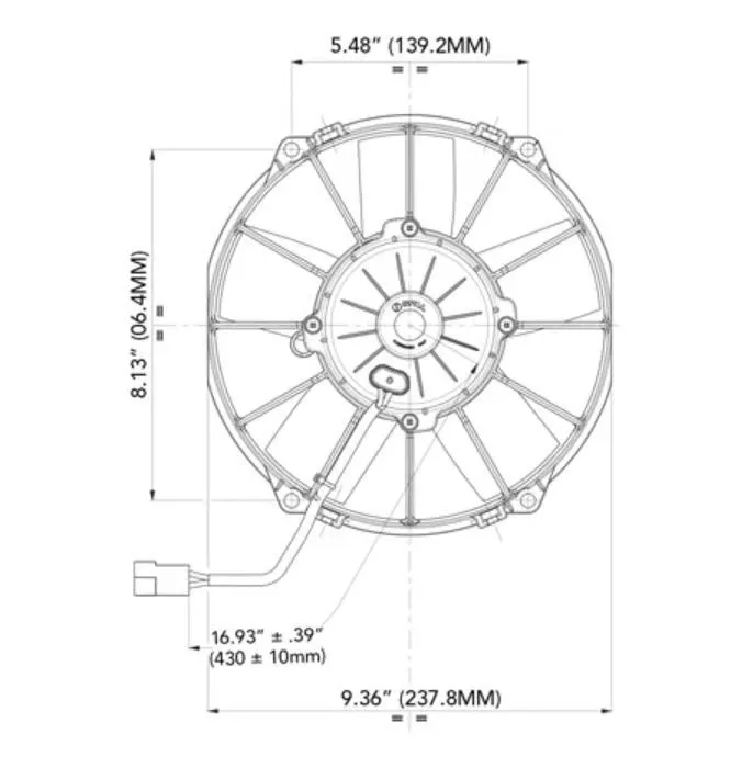 SPAL 9.00" Electric Fan Puller Style High Performance 755CFM 5 Blade Paddle Style - 30102061