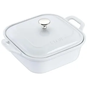 Staub 9" Square White Covered Baker