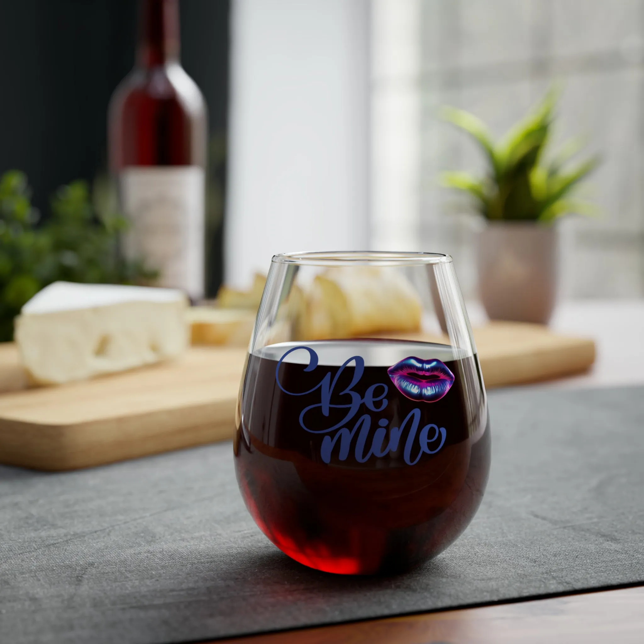 Stemless "Be Mine" Wine Glass. Wine Glass. Valentines Day Gift, Valentines Day. Wine Lover. Stemless Glass. Accent Glass. Gift For Her