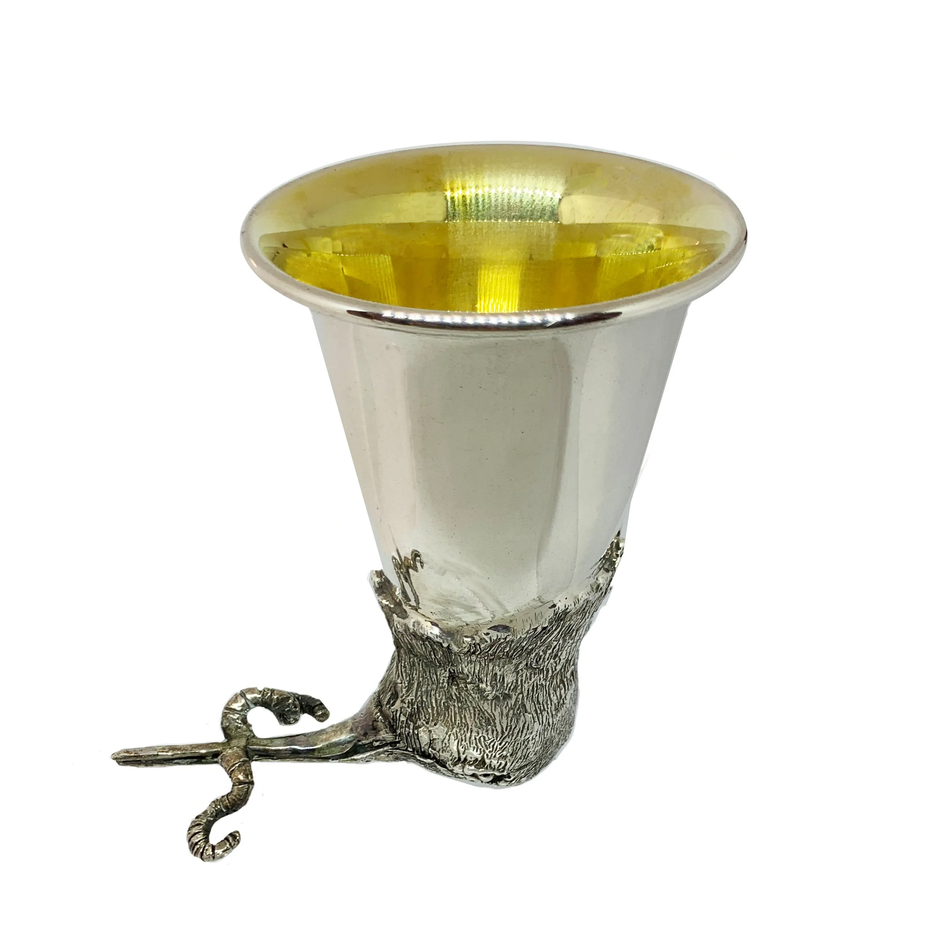 Stirrup cup in sterling silver: woodcock