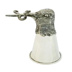 Stirrup cup in sterling silver: woodcock