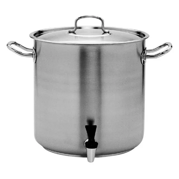 Stockpot - 18/10, with Cover & Tap, 450x450mm /72.0Lt  |PUJADAS Inox Pro