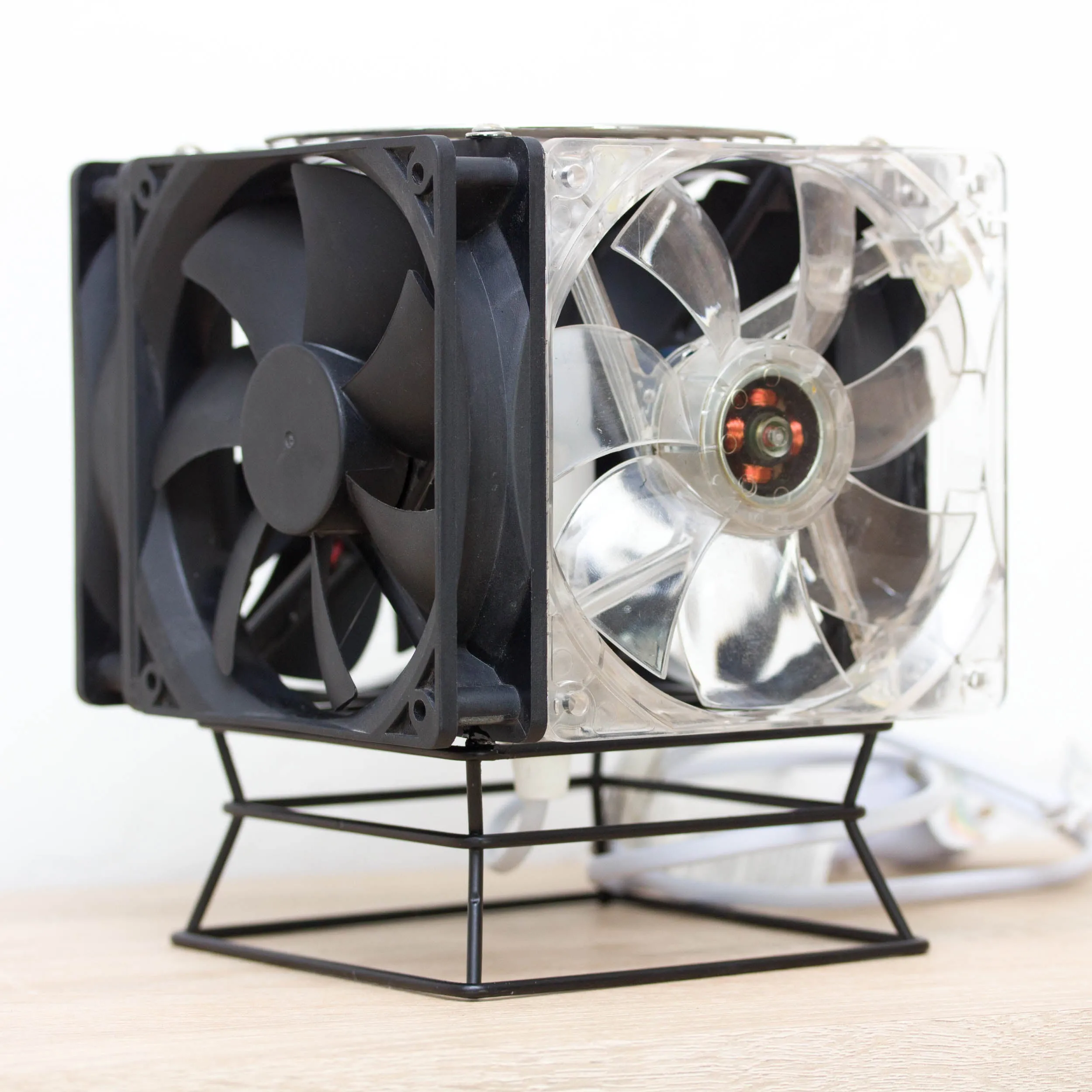 Table lamp made with recycled computer Cooling Fans