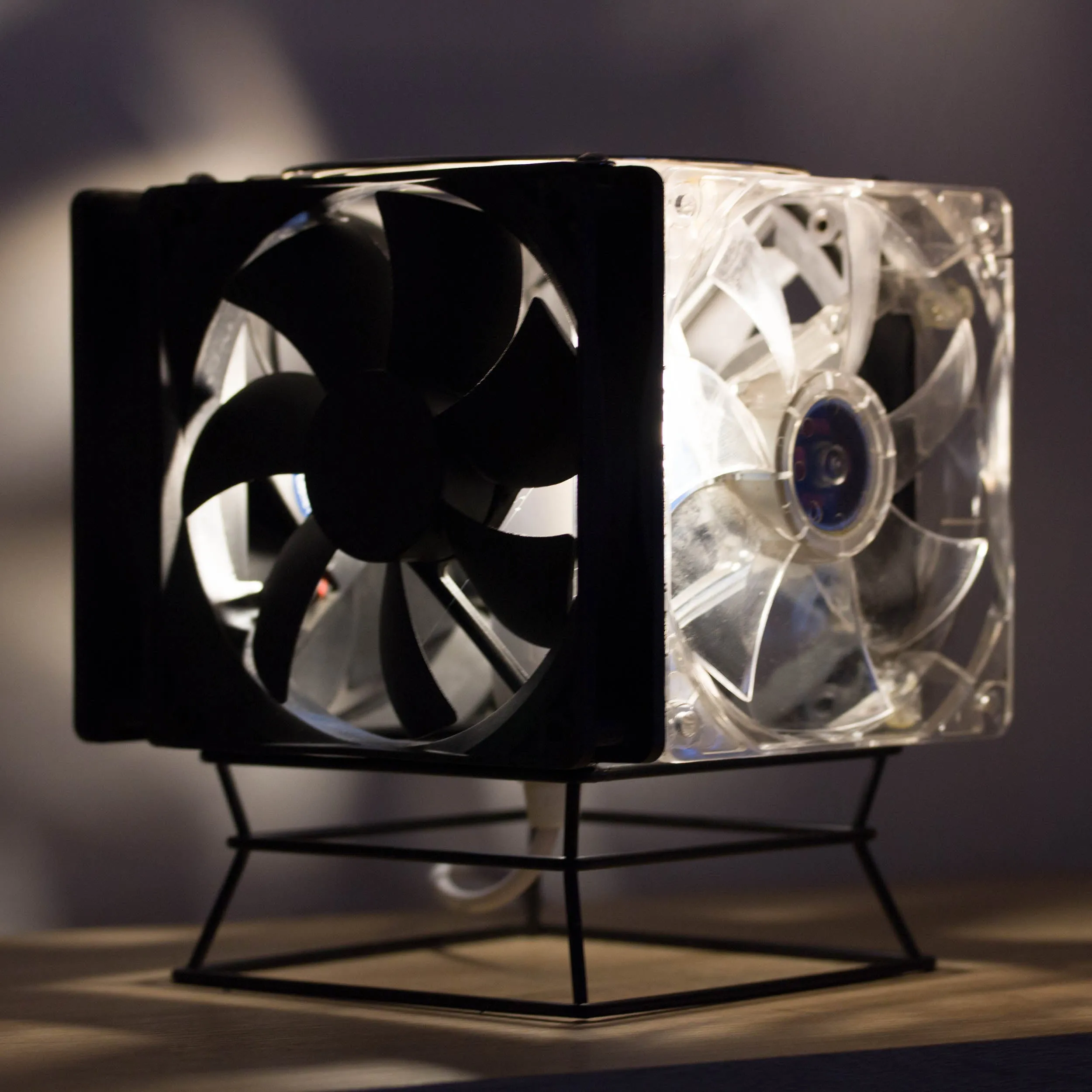 Table lamp made with recycled computer Cooling Fans