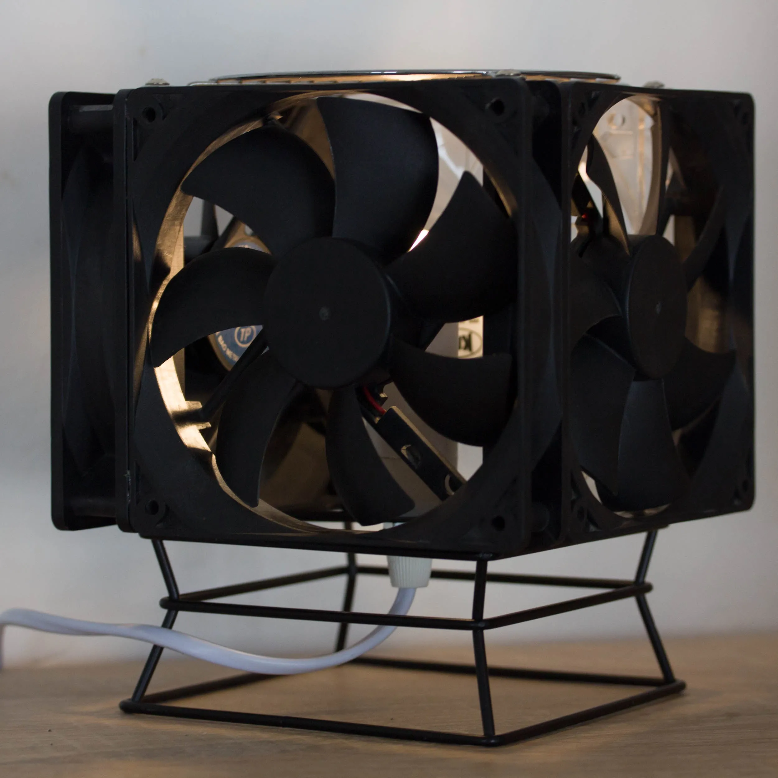 Table lamp made with recycled computer Cooling Fans