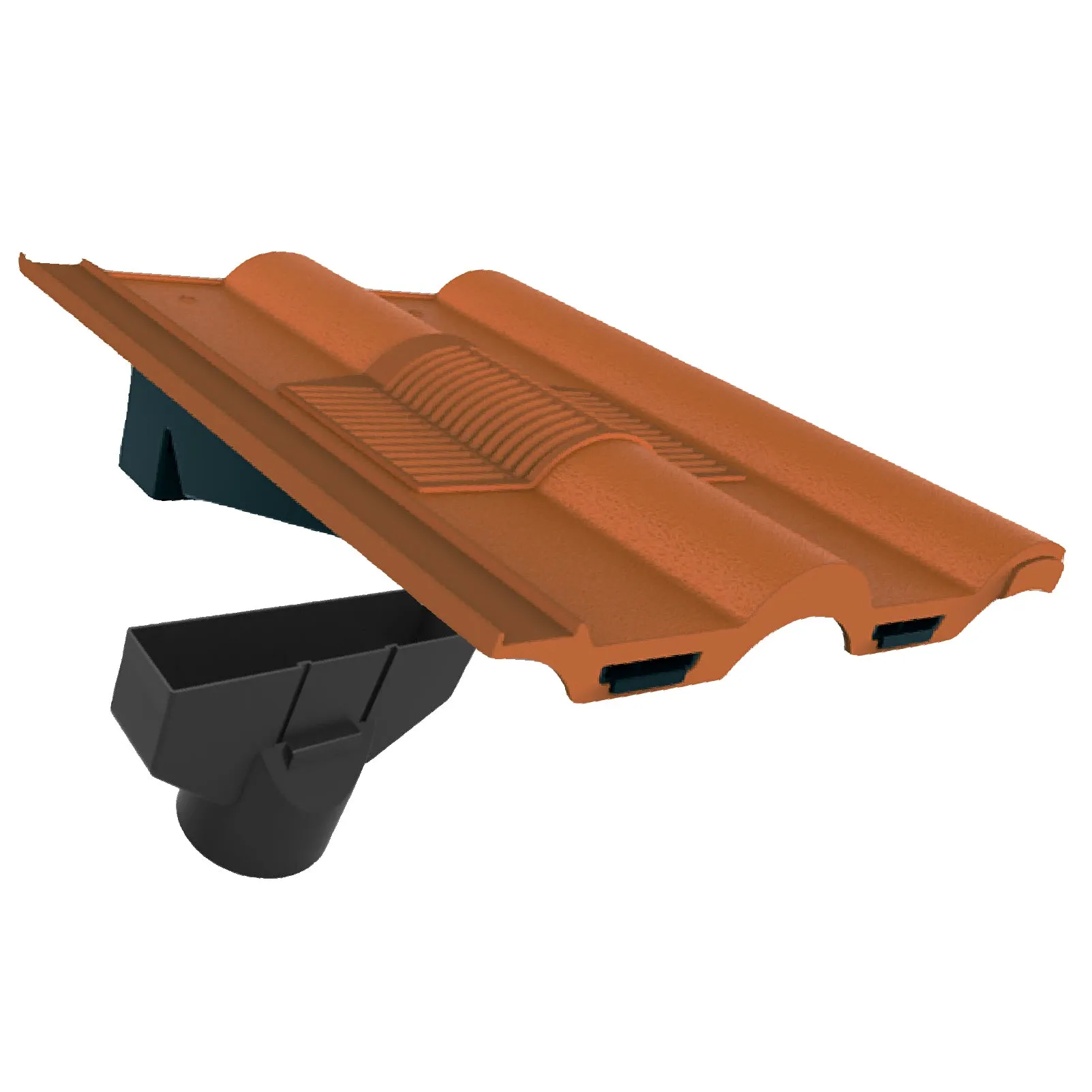 Terracotta Double Roman Roof Tile Vent & Adapter for Marley Redland Sandtoft