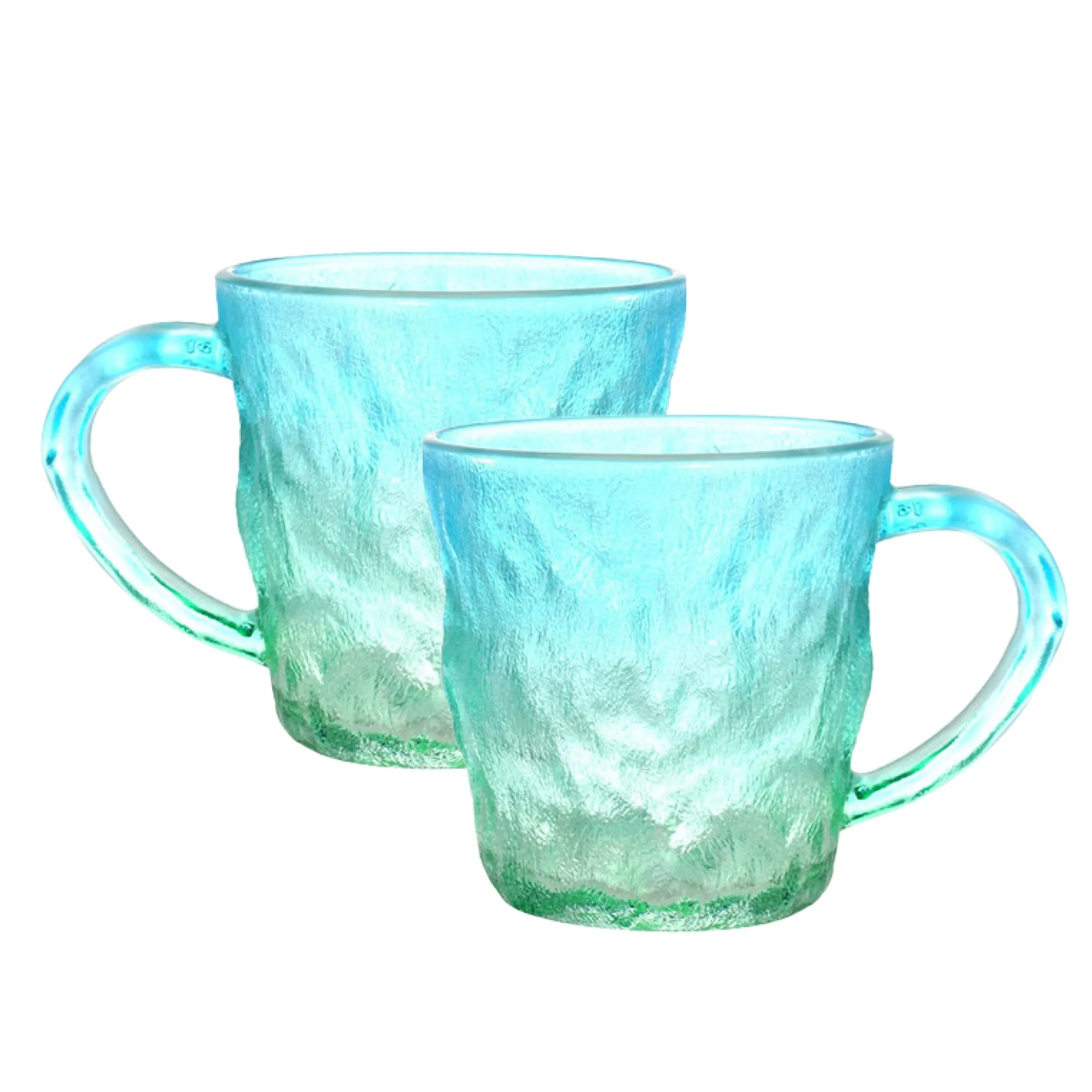 The Better Home Zest Glass Tea Cups (2Pcs-280ml) Lead Free Coffee Cup Set | Scratch-Resistance Microwave Safe Coffee Mug Set Anniversary Gift for Couple Special |House Warming Gifts for New Home-Blue